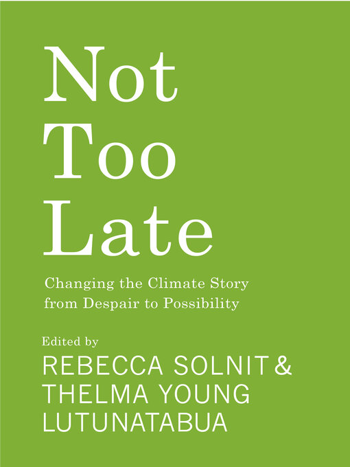 Title details for Not Too Late by Rebecca Solnit - Wait list